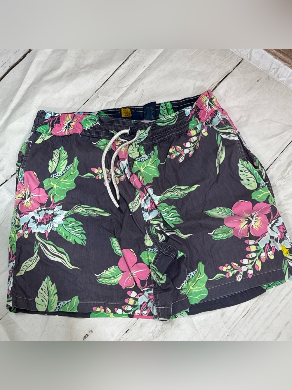 Men’s Vintage Polo Ralph Lauren Multicolor Tropical Hawaii floral swim Shorts XL